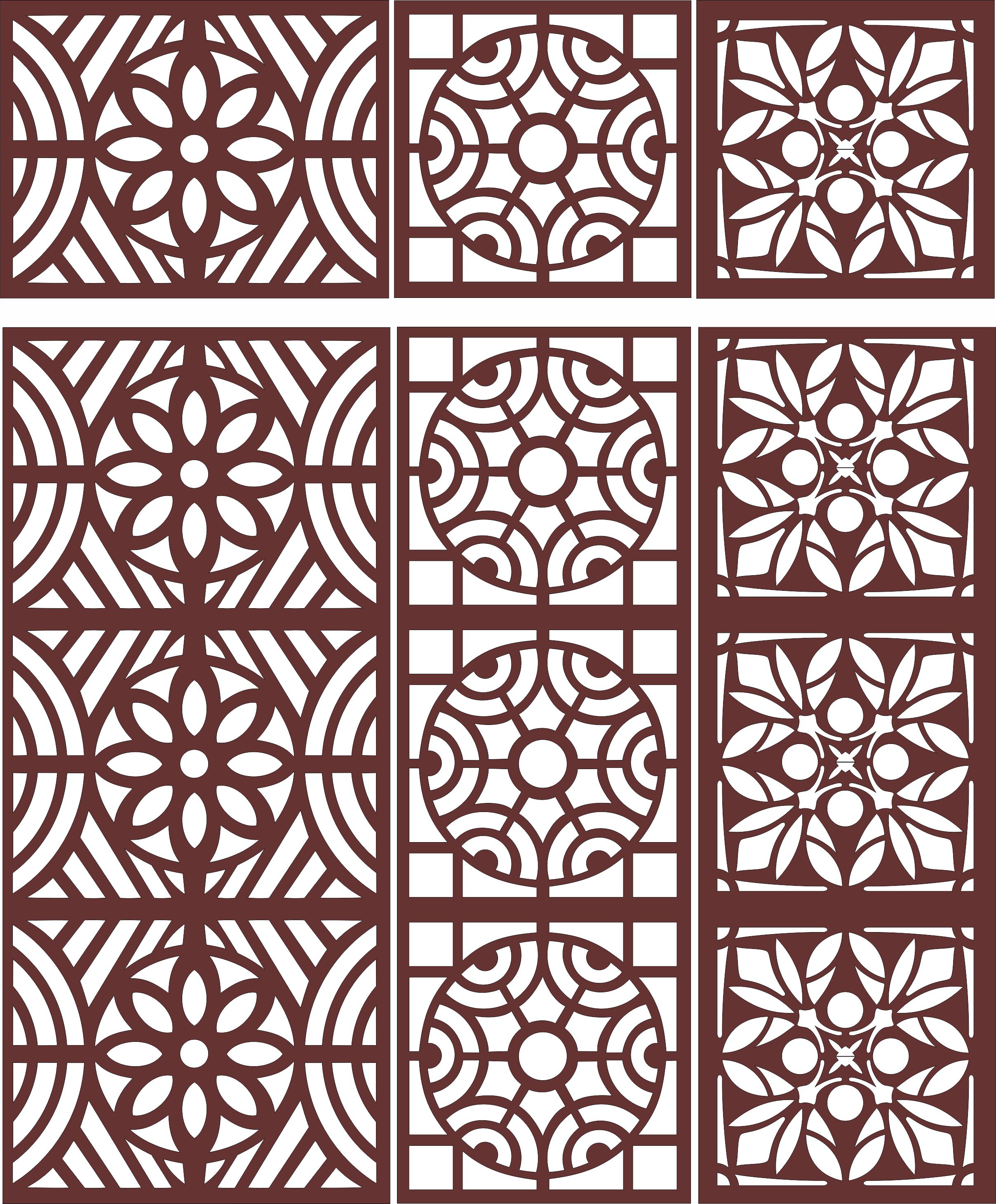Window Seamless Screen Panels Collection For Laser Cutting Free DXF File