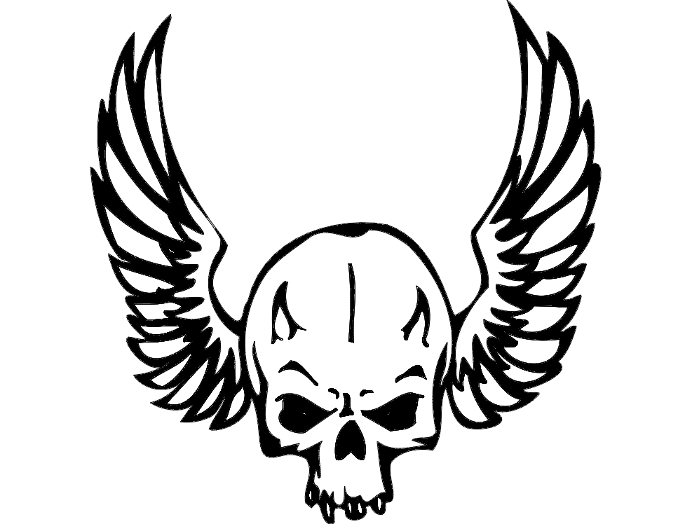 Wing Skull Head Free DXF File