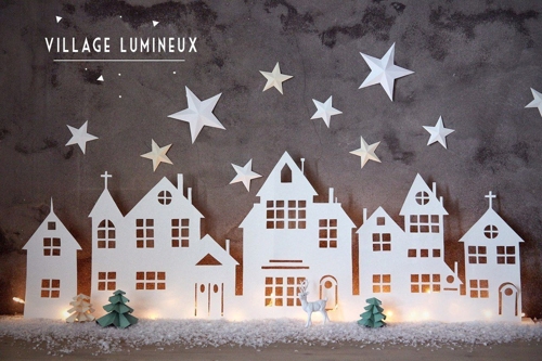 Winter Village Home Decor Idea Laser Cut Free Vector File