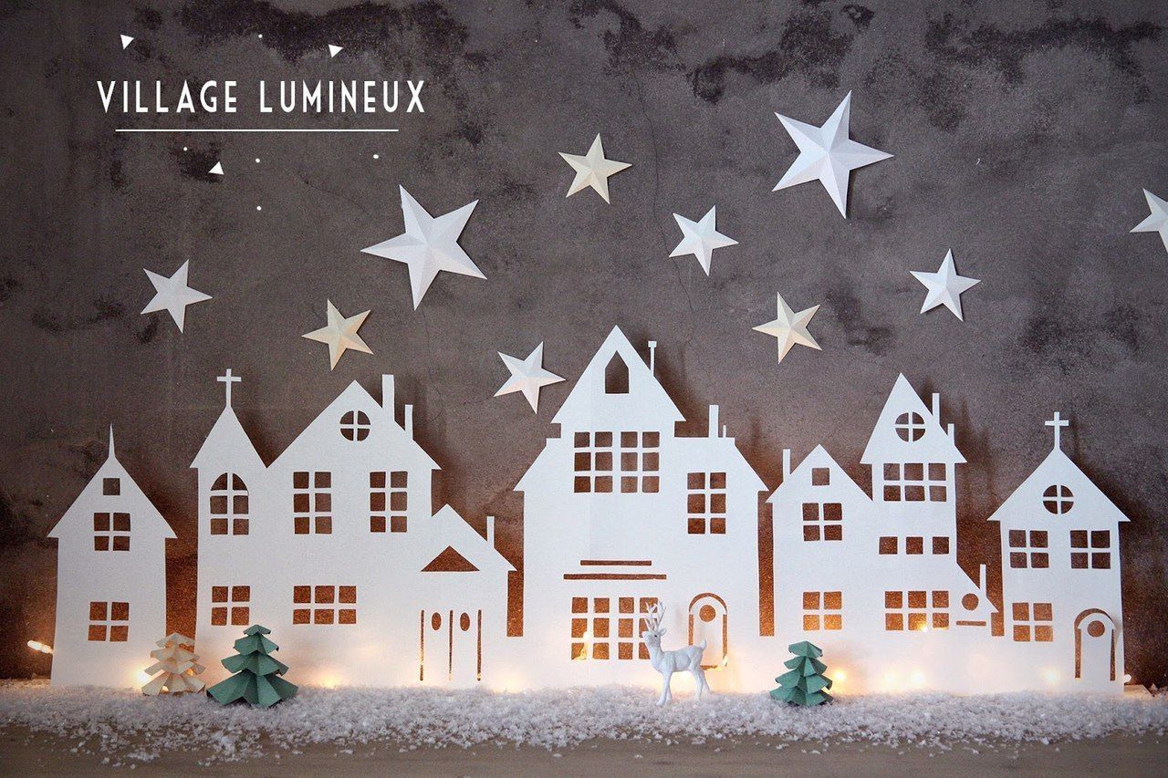 Winter Village Home Decor Laser Cut Idea Free Vector File