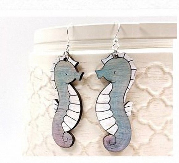 Women Jewelry Seahorse Earrings Laser Cut Free Vector File