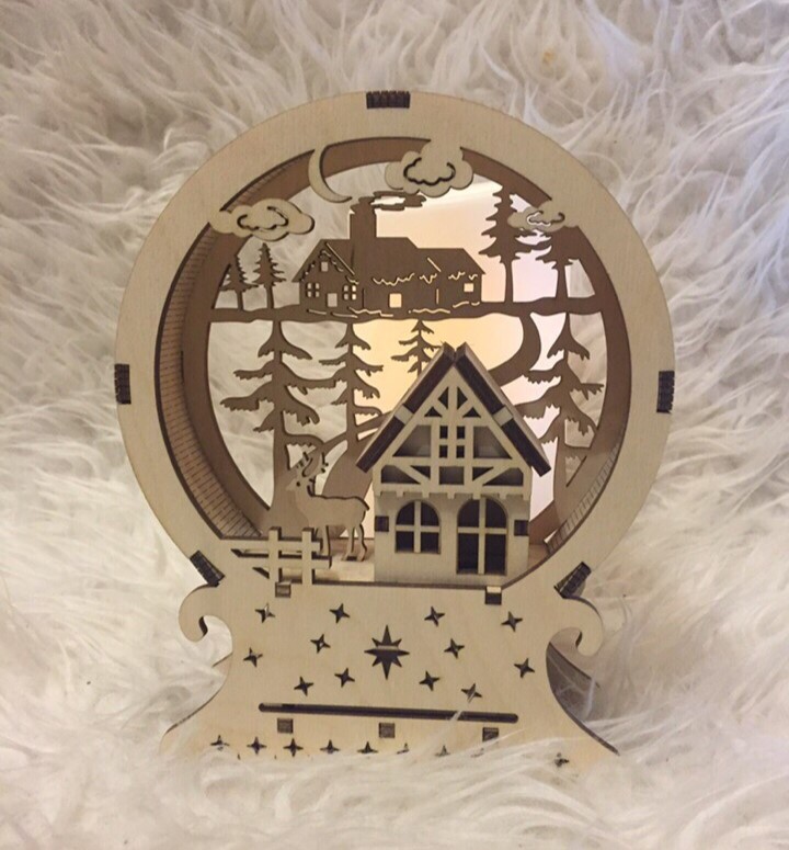 Wood Christmas Lamp 4mm Laser Cut Free Vector File