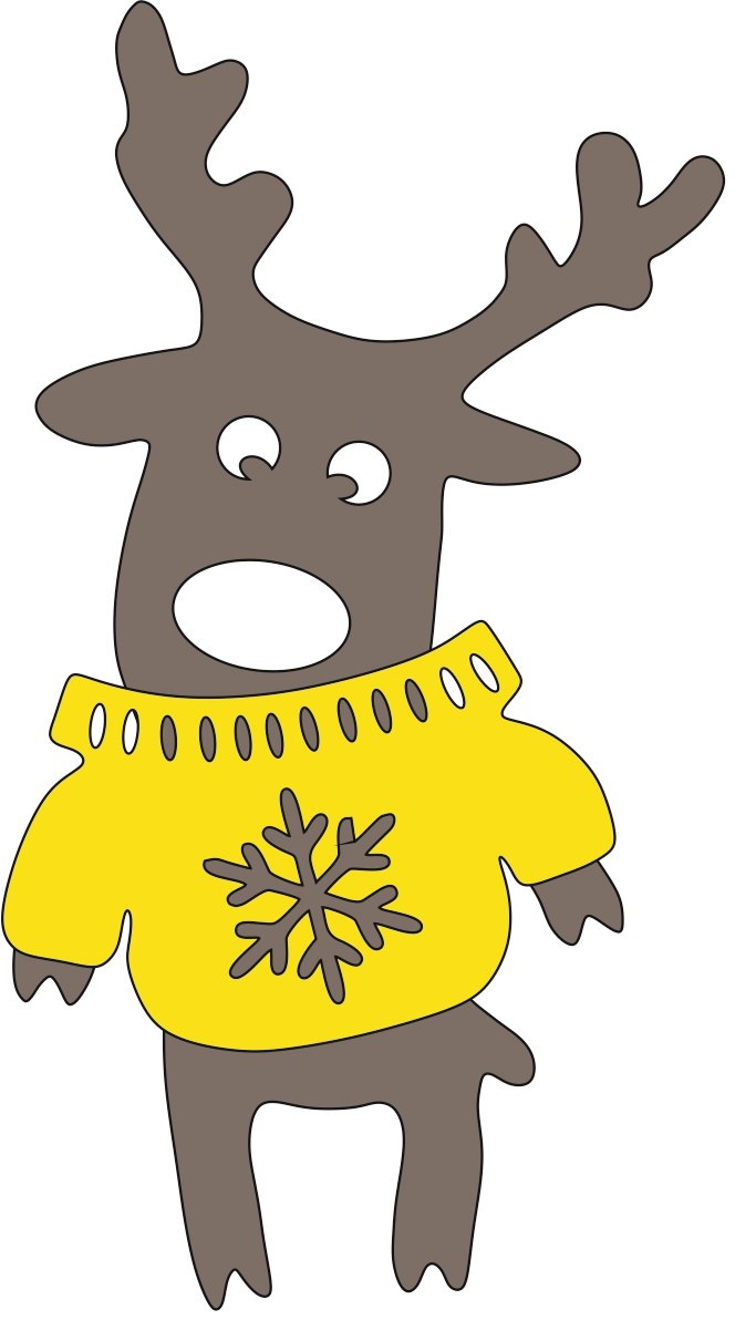 Wood Craft Deer In Sweater Laser Cut Free Vector File