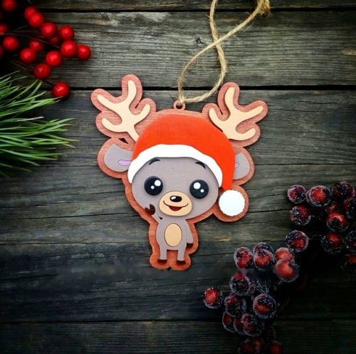 Wood Hanging Christmas Ornament Laser Cut Free Vector File