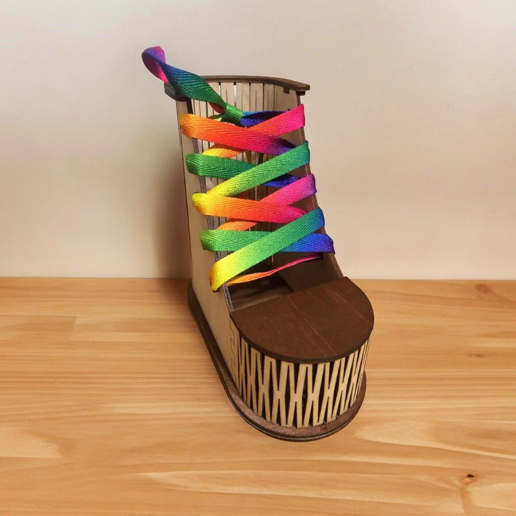 Wood Shoe Pencil And Brush Stand Laser Cut Free Vector File