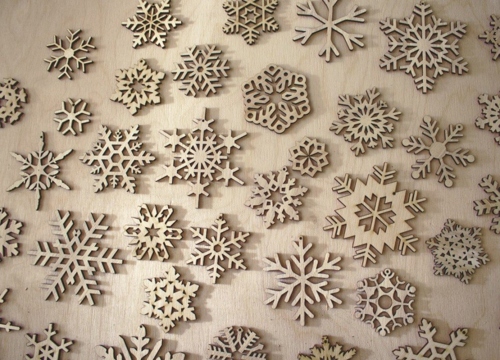 Wood Snowflake Ornaments Laser Cut Free Vector File