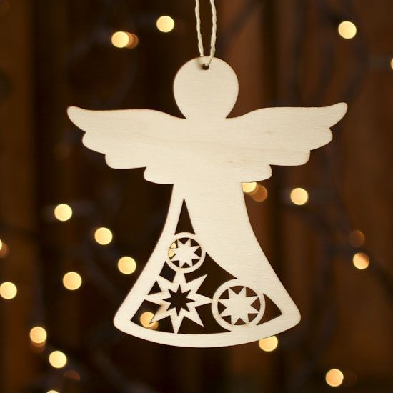Wooden Angel Christmas Ornament Laser Cut Free Vector File