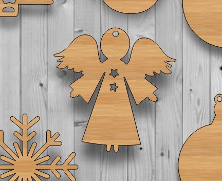 Wooden Angel Christmas Tree Decoration Laser Cut Free Vector File