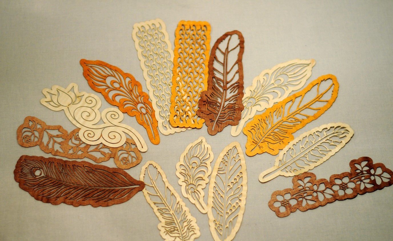 Wooden Bookmarks Feathers For Laser Cut Free Vector File