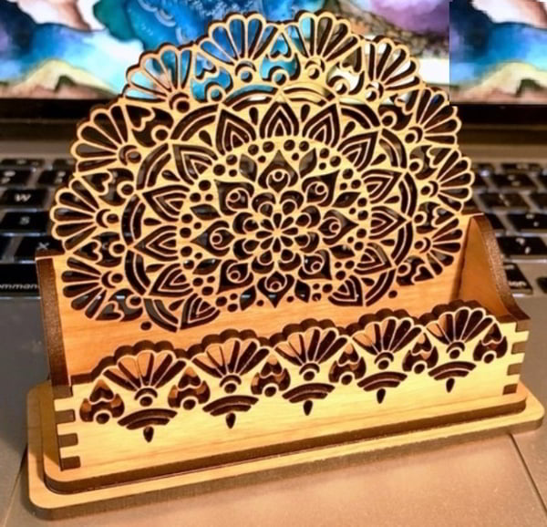 Wooden Business Card Holder Laser Cut Free Vector File