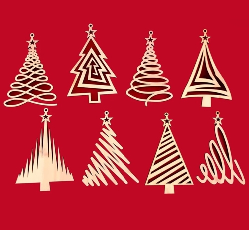 Wooden Christmas Tree Decorations Crafts Laser Cut Free Vector File