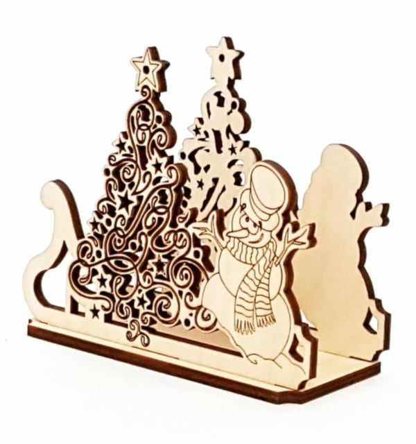 Wooden Christmas Tree Snowman Napkin Holder Free Laser Cutting Free Vector File