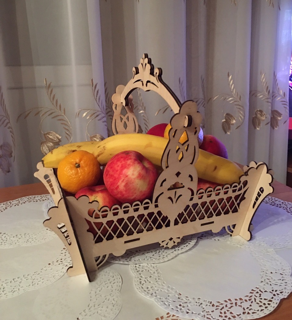 Wooden Decorative Fruit Basket For Laser Cut Free Vector File