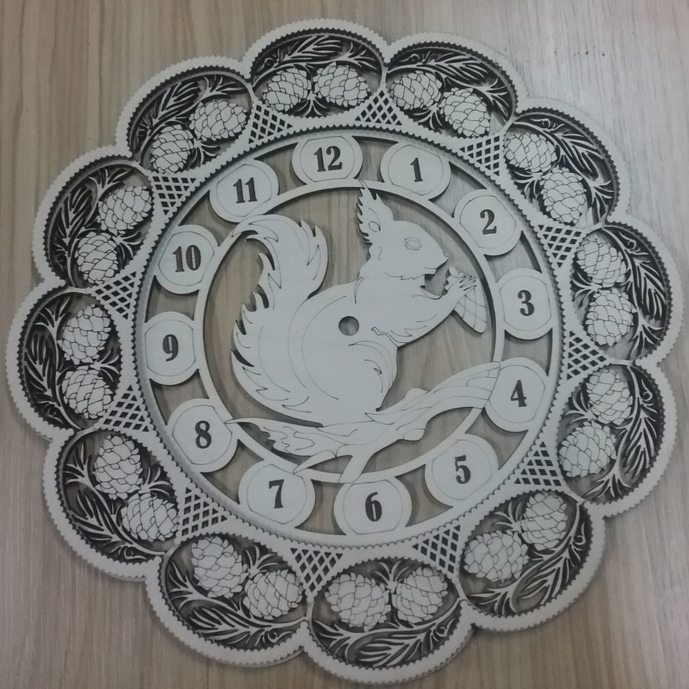 Wooden Decorative Squirrel Wall Clock For Laser Cut Free Vector File