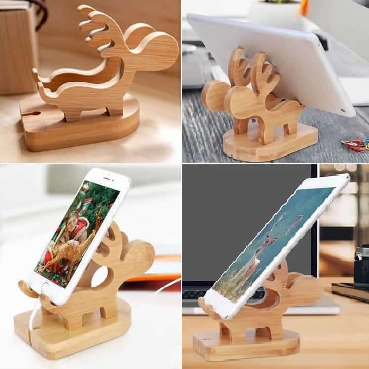 Wooden Deer Cell Phone Holder Stand Laser Cut Free Vector File