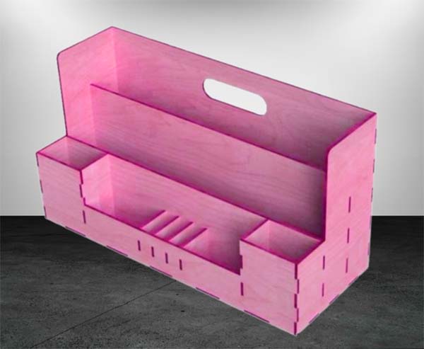 Wooden Desk Organizer Office Desk Pen Pencil Holder And File Folder 3mm Laser Cut Free DXF File