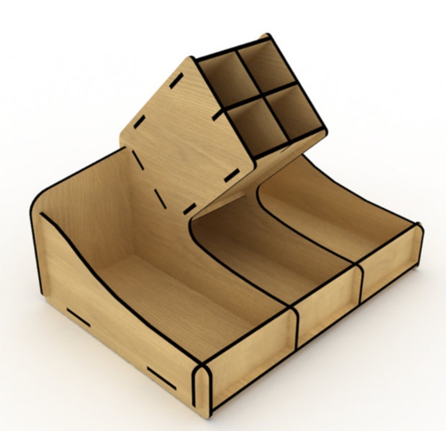 Wooden Desk Pencil Holder Organizer Free Vector File