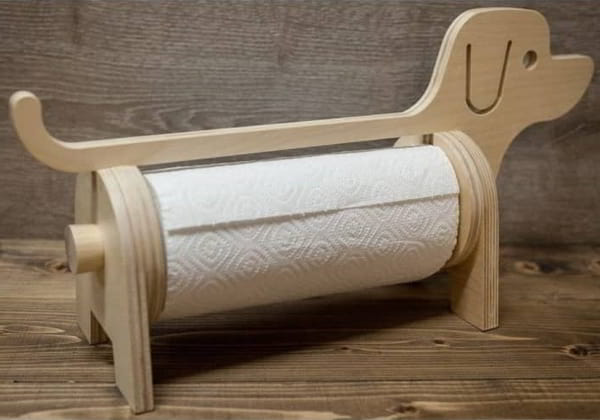 Wooden Dog Tissue Paper Holder Organizer Laser Cutting Free Vector File