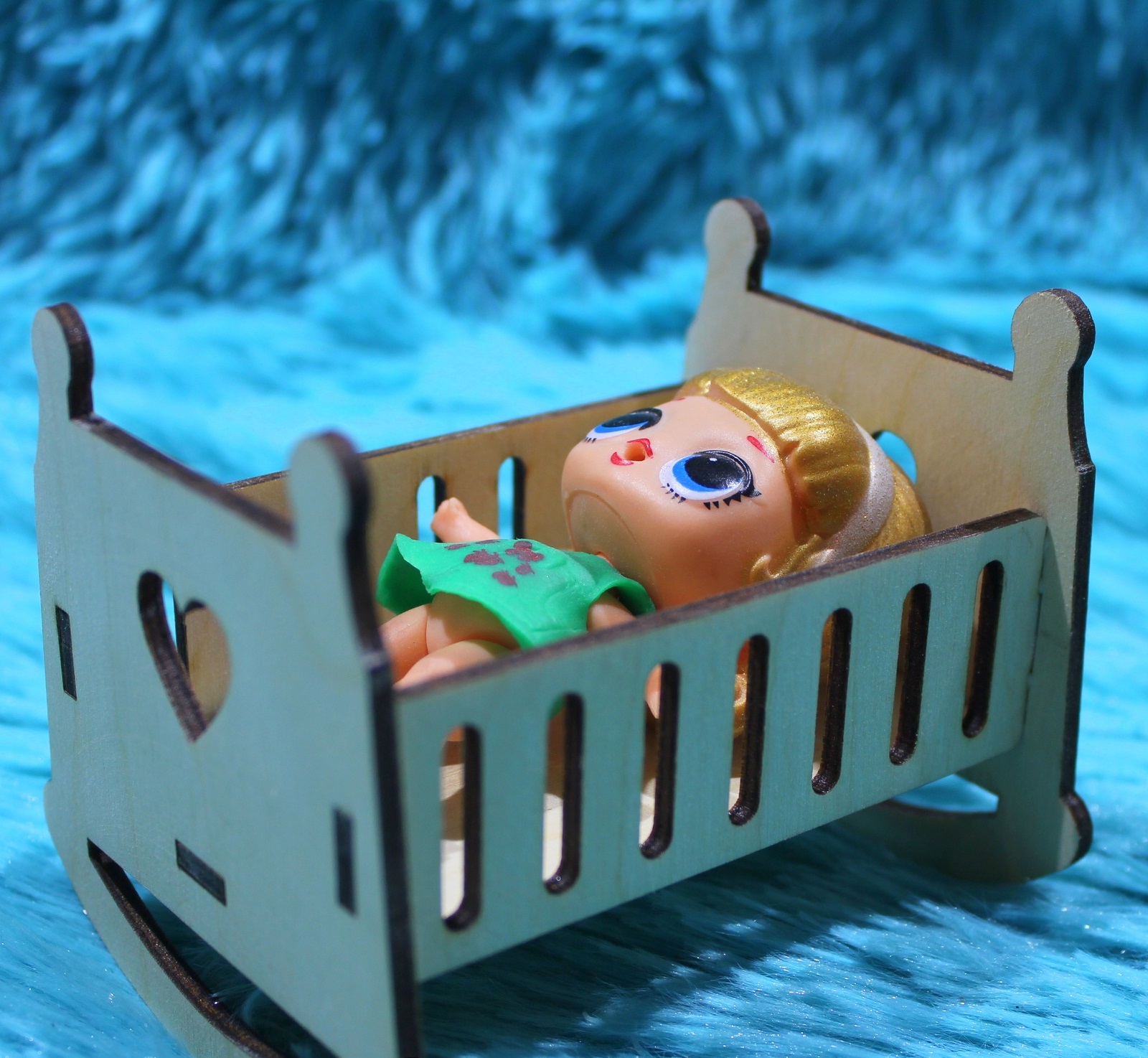 Wooden Doll Crib Rocking Bed For Laser Cut Free Vector File