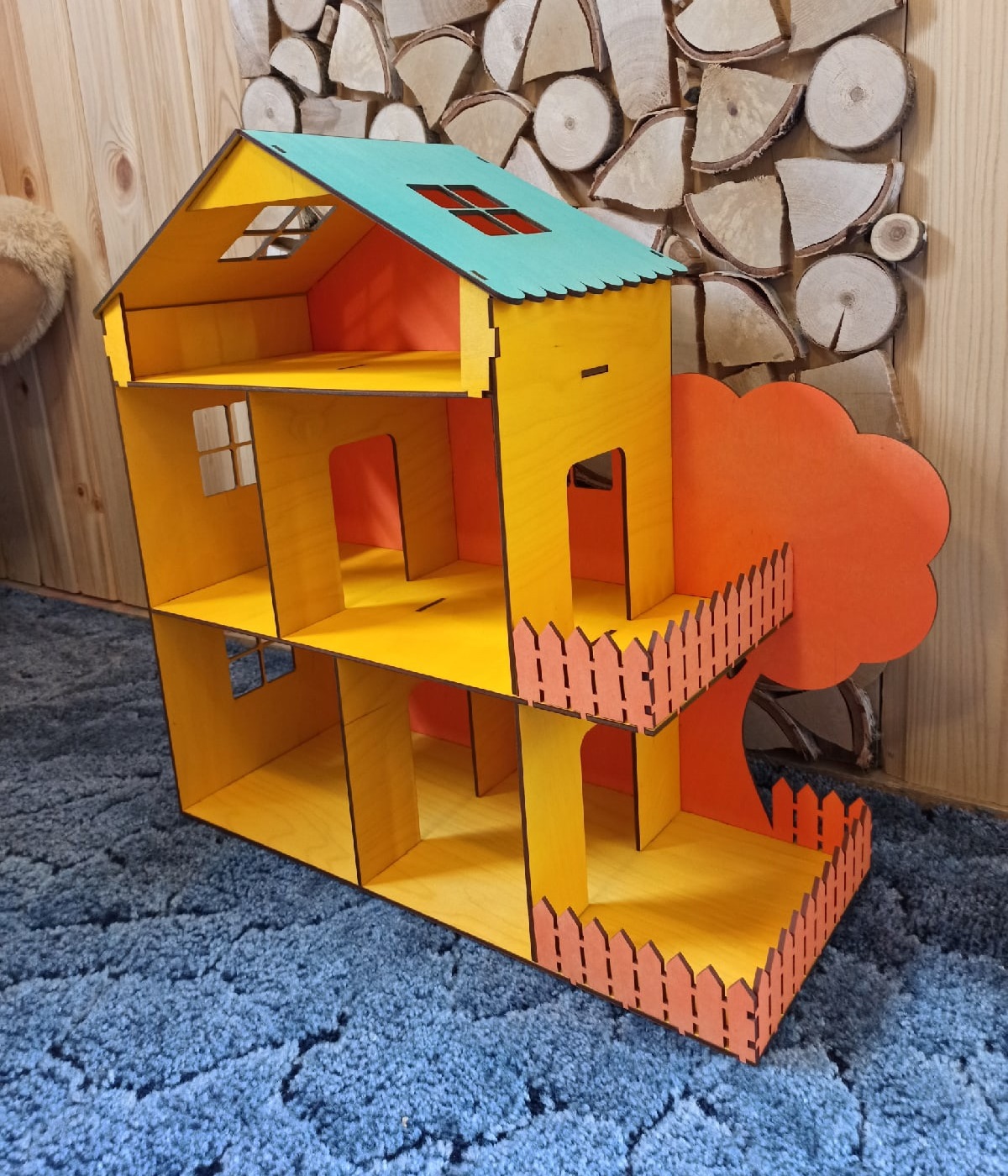 Wooden Doll House For Laser Cut Free Vector File