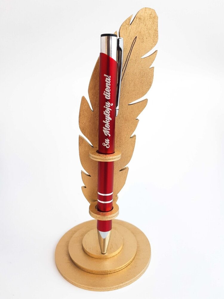 Wooden Feather Pen Holder Stand Laser Cut Free Vector File