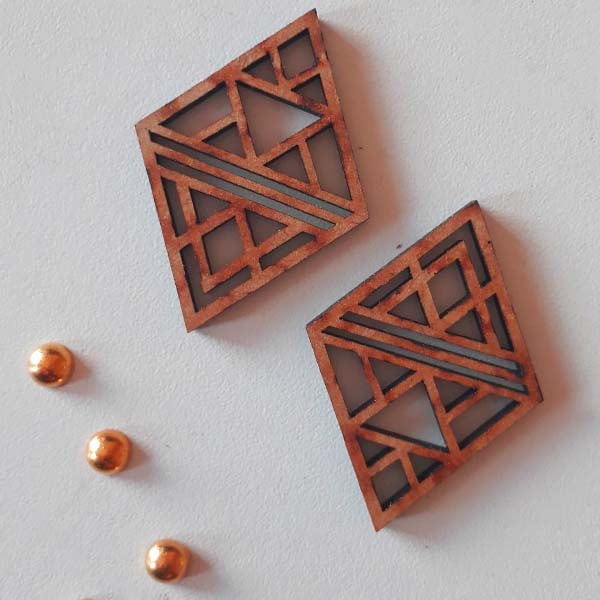 Wooden Geometric Pattern Earring Design Laser Cut Free Vector File