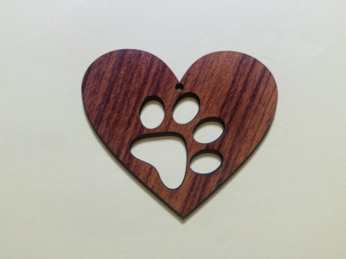 Wooden Heart With Paw Print Christmas Tree Decoration Hanging Ornament Laser Cut Free Vector File
