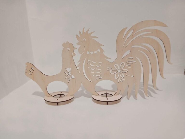 Wooden Hen Rooster Easter Egg Holder Template For Laser Cut Free Vector File