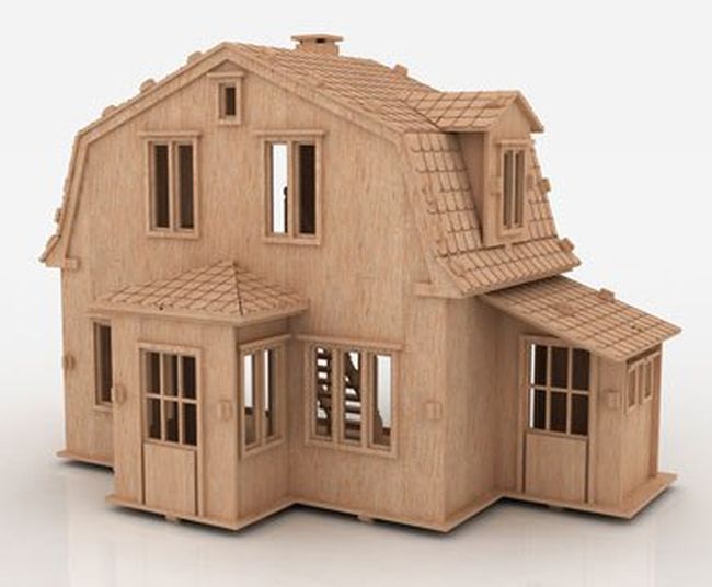 Wooden House 3 Mm For Laser Cut Free DXF File