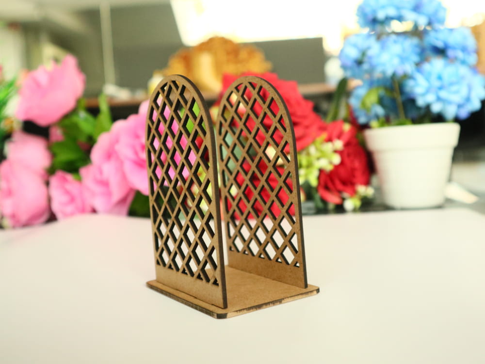 Wooden Pattern Vertical Napkin Holder Laser Cutting Free Vector File