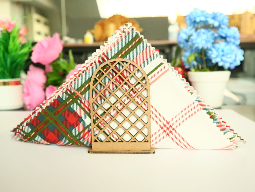 Wooden Pattern Vertical Napkin Holder Laser Cutting Free DXF File