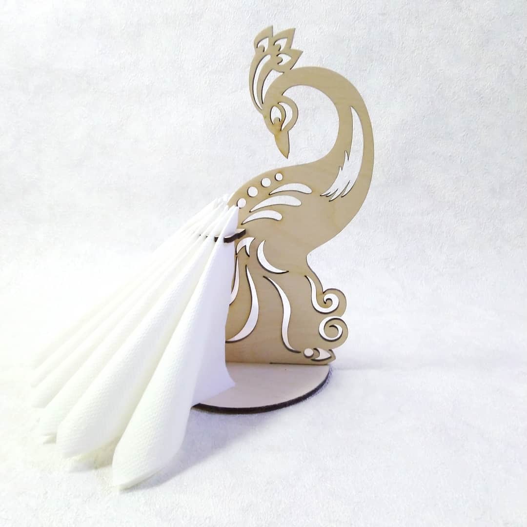 Wooden Peacock Napkin Holder Elegant Dining Table Decor For Laser Cut Free Vector File