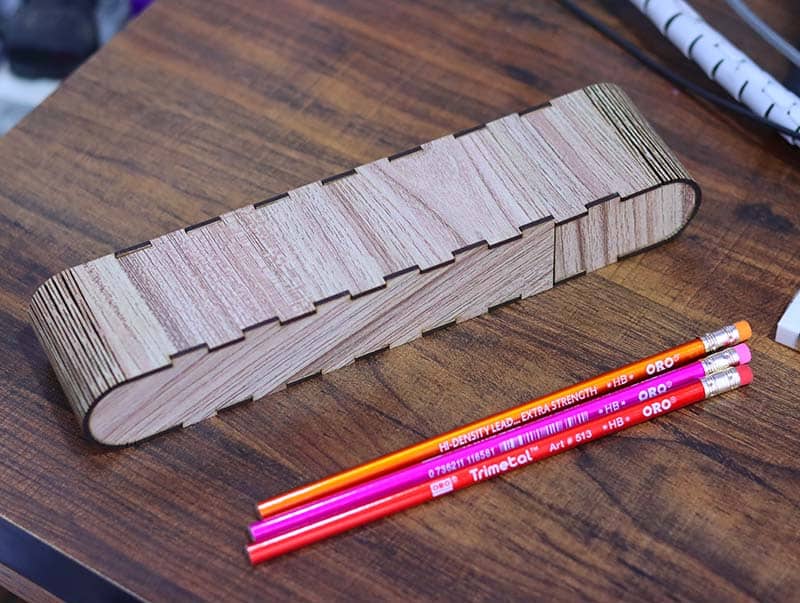 Wooden Pencil Box Pencil Case Sliding Box 3mm Laser Cut Free Vector File