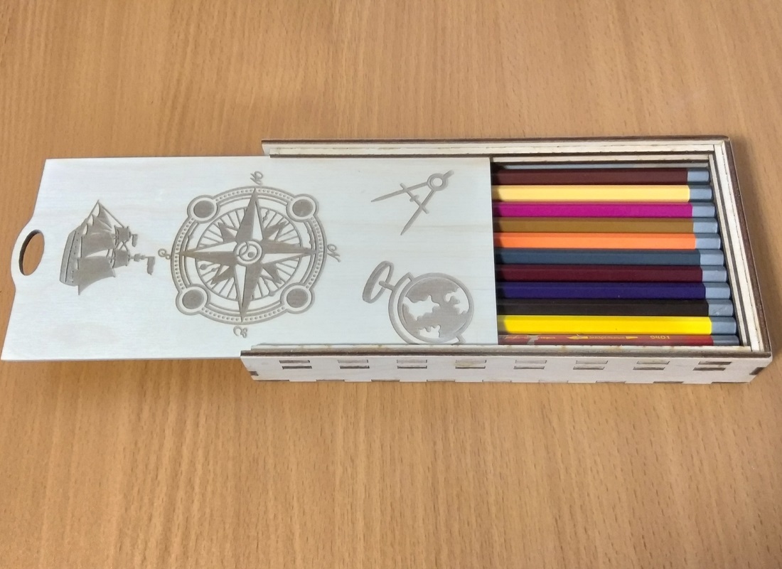 Wooden Pencil Case Sliding Lid Box For Laser Cut Free Vector File