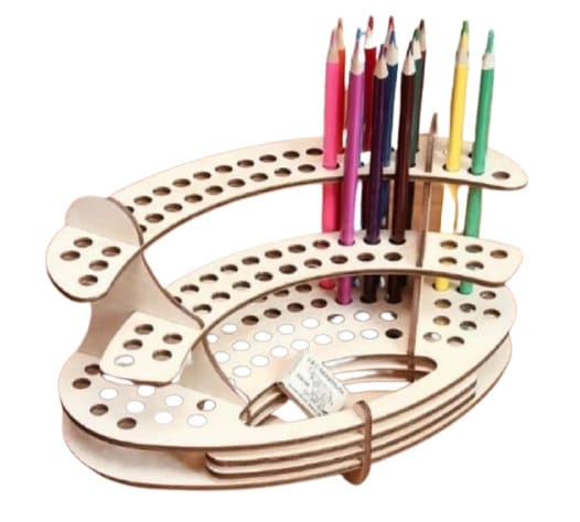 Wooden Pencil Holder Desk Organizer Laser Cut Free Vector File