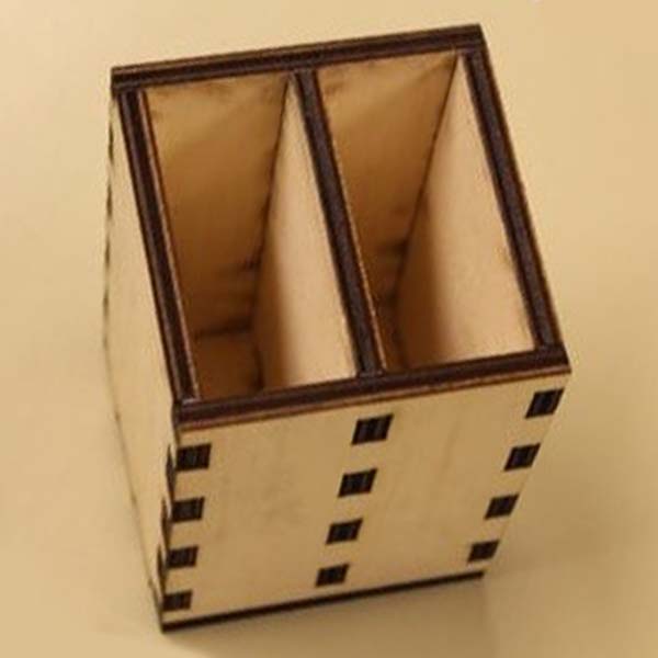 Wooden Pencil Holder Desk Organizer Pen Box Laser Cut Free DXF File