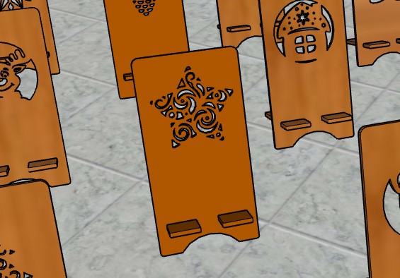 Wooden Phone Stand Christmas Ornament Snowflakes Star Laser Cut Free DXF File