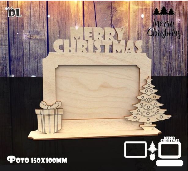 Wooden Photo Frame With Engraved Tree Gift Box Free Vector File