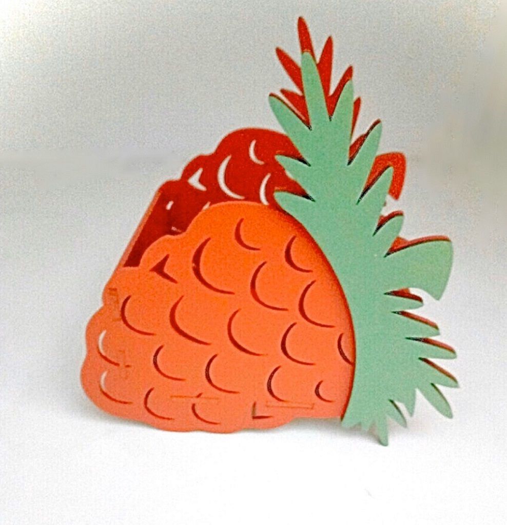 Wooden Pineapple Pencil Holder Laser Cut Free Vector File