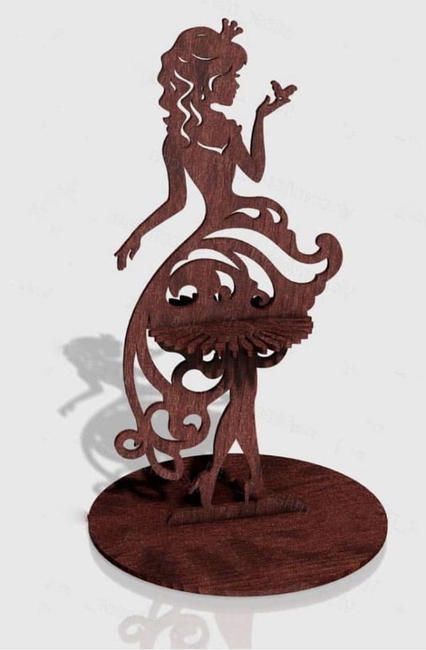 Wooden Princess Napkin Holder Laser Cutting Free Vector File