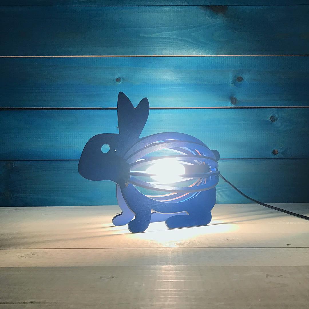 Wooden Rabbit Night Light Bunny Lamp Laser Cutting Template Free Vector File