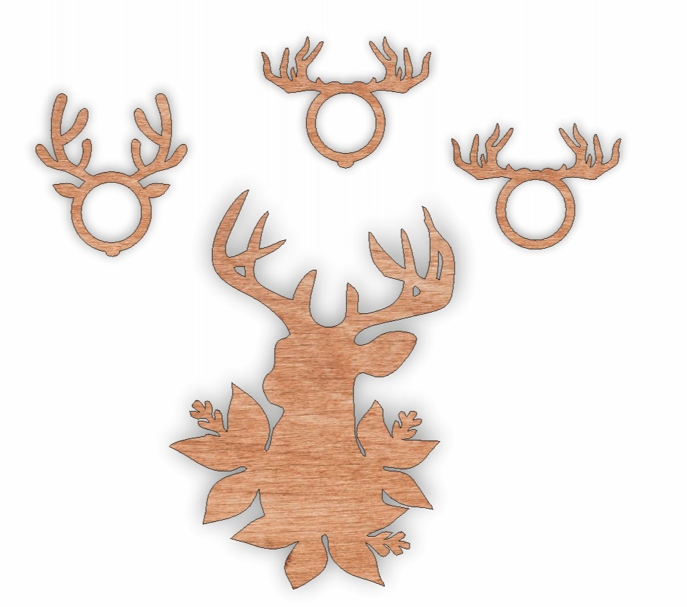 Wooden Reindeer Napkin Rings Laser Cutting Free Vector File
