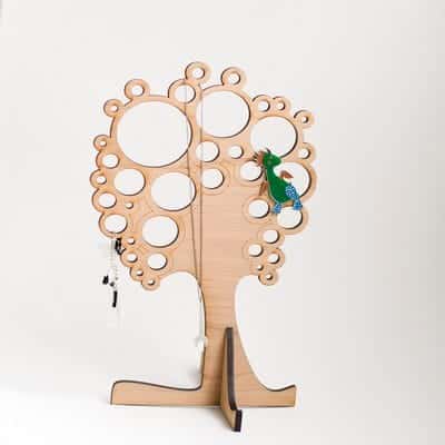 Wooden Ring Tree Jewelry Holder Stand Laser Cut Free Vector File