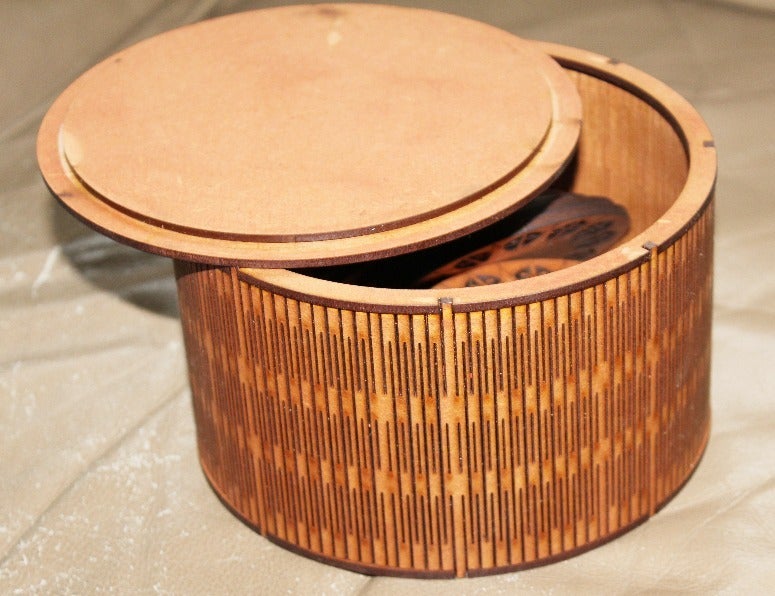 Wooden Round Box 3mm Mdf 150 Diameter For Laser Cutting Free Vector File