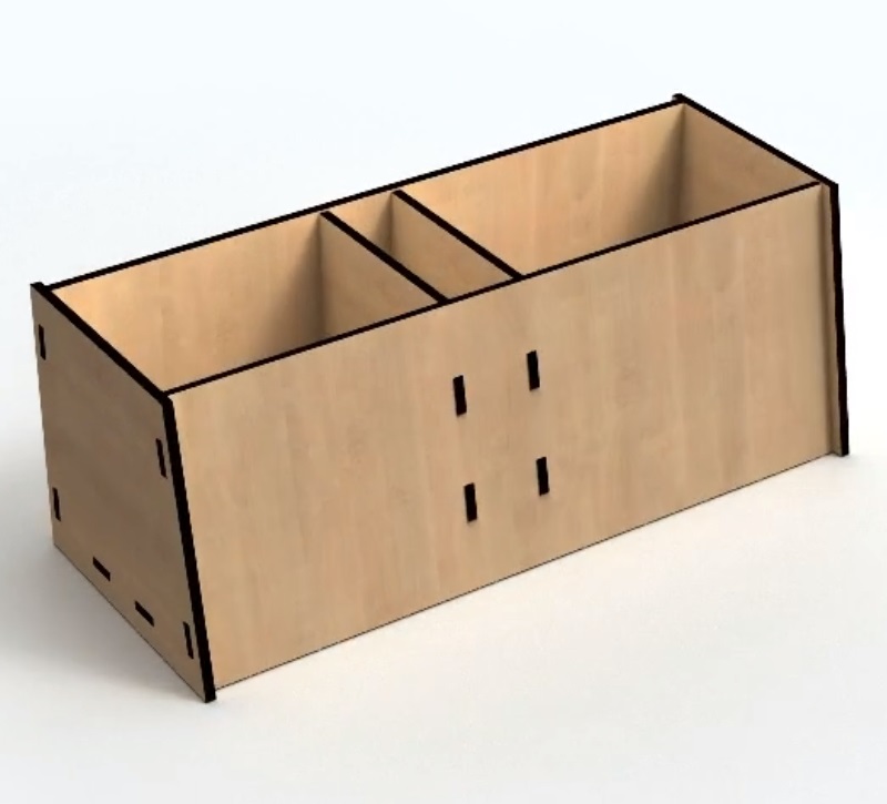 Wooden Simple Desk Organizer Storage Box 3mm For Laser Cut Free Vector File