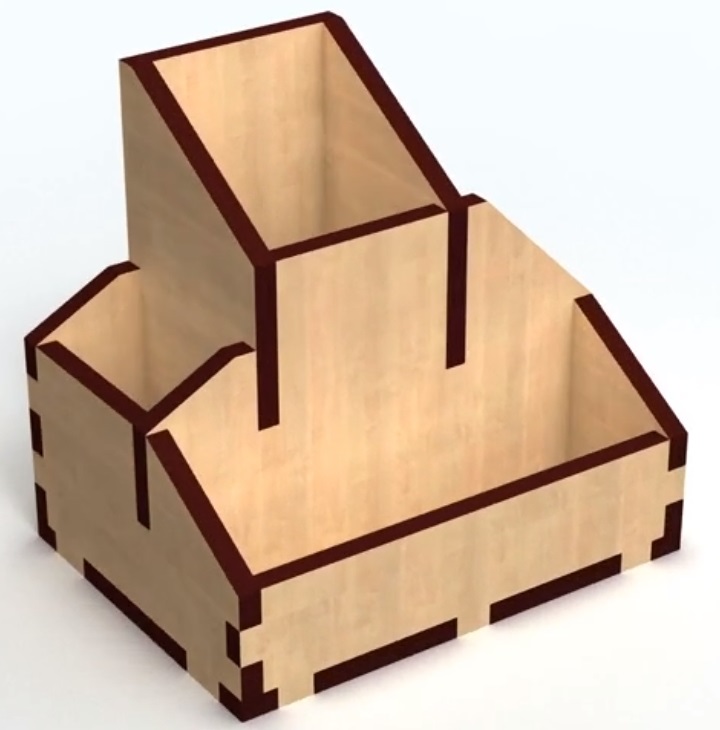 Wooden Simple Pen Holder Storage Box 6mm For Laser Cut Free Vector File
