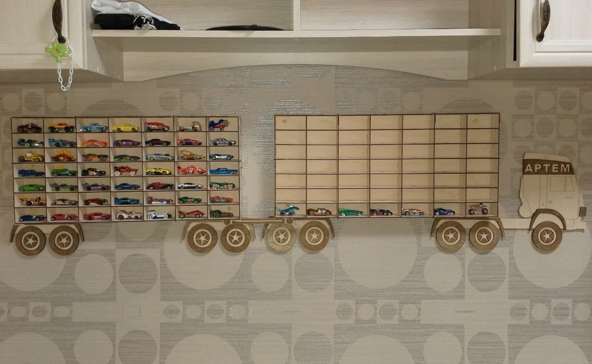 Wooden Truck Toy Car Storage Shelf 3mm For Laser Cutting Free Vector File