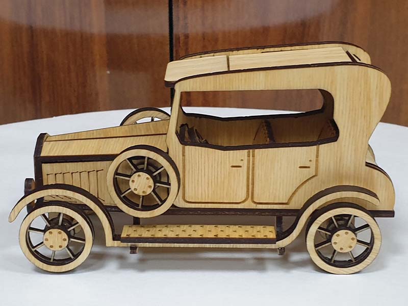 Wooden Vintage Classic Retro Ford Toy Car Model Laser Cut Free Vector File