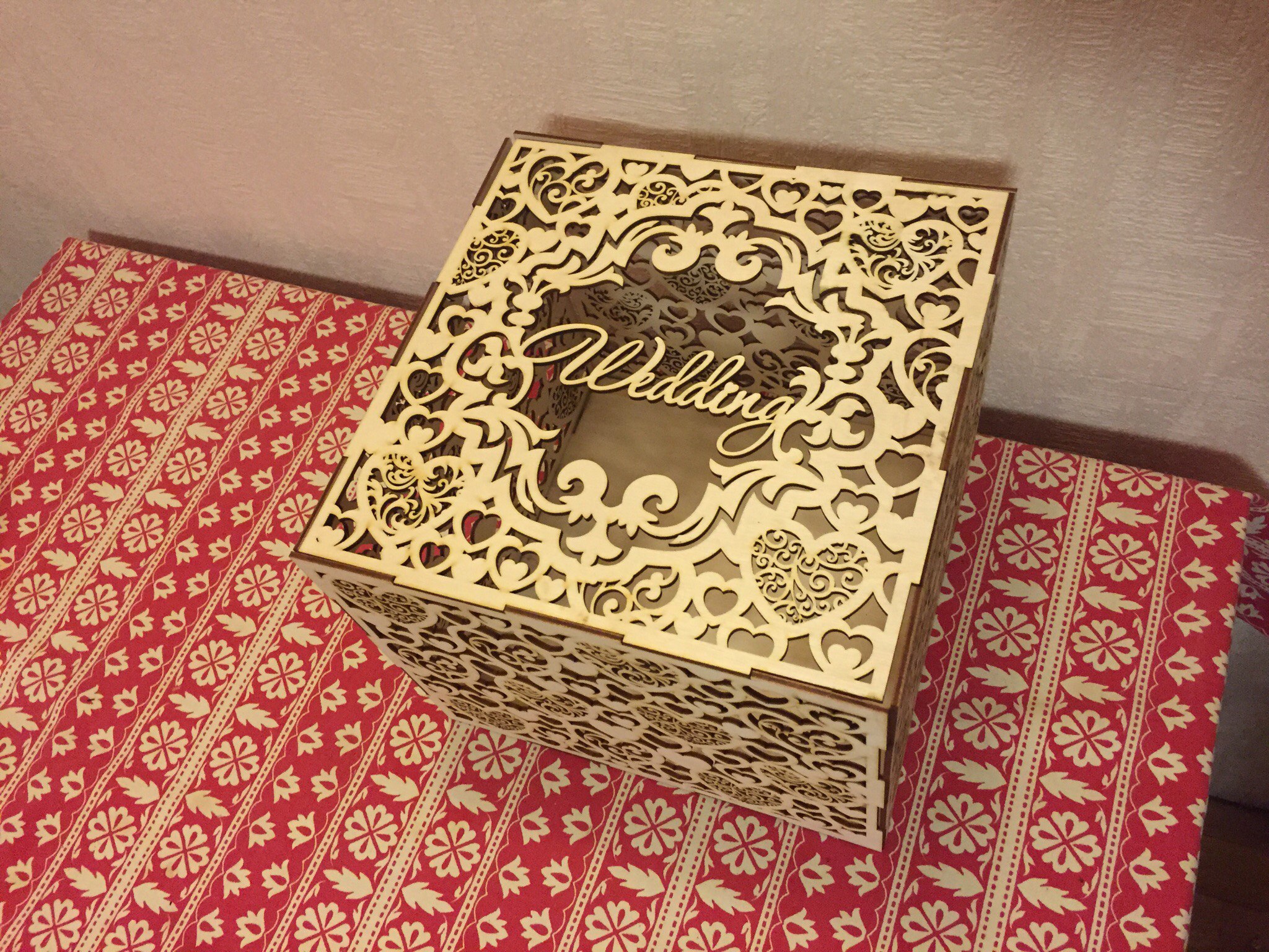 Wooden Wedding Box For Laser Cut Free Vector File