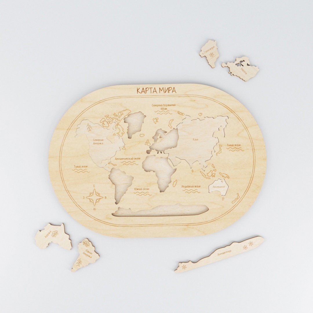 Wooden World Map Puzzle Free Vector File